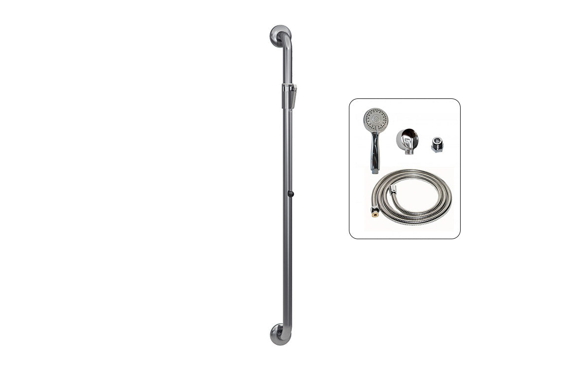 Wellbeing Grab Rail Shower Kit - 1040mm Straight - Brushed Stainless Steel