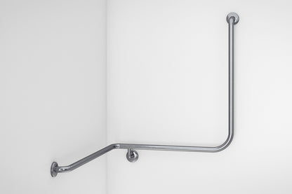 Wellbeing Shower Corner Grab Rail 90° - Left Hand - Brushed Stainless Steel