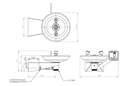 Emergency Eyewash Wall Mounted Hand Operated