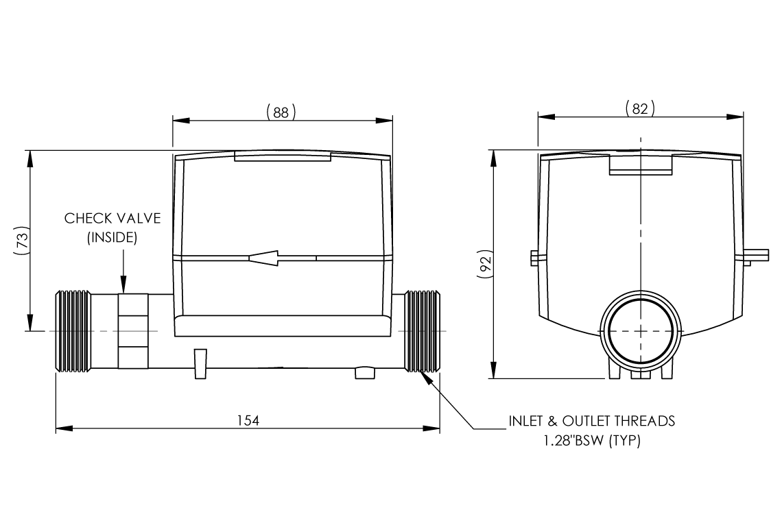 Hydrus2 Cold DN20 Radio Sydney Water 1.28 Thread Meter Only