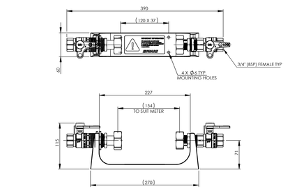Meter Bracket Hydrus 2.0 20mm 1.28 Thread