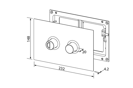 Raised Flush Buttons for In-Wall Cistern - Chrome