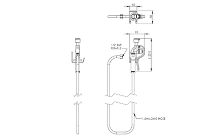 Wall Mounted Hand Held Drench Hose - 1.5m