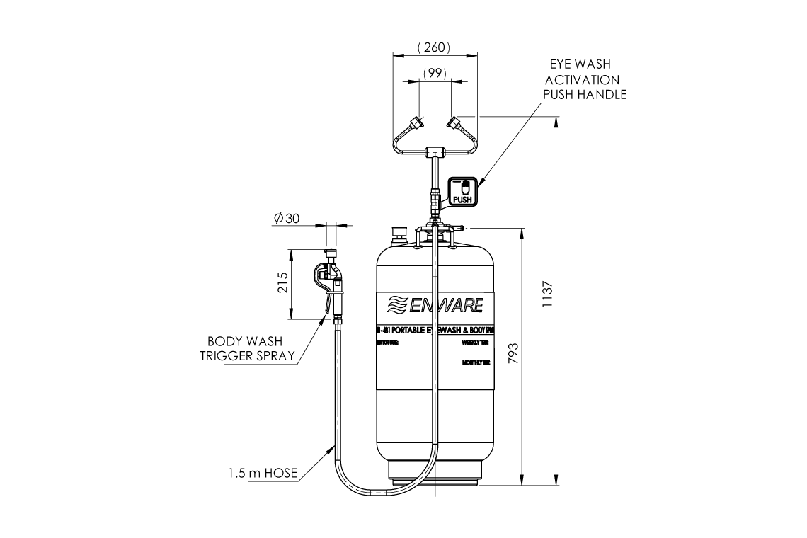 Eye Wash/Body Spray: Portable 45L