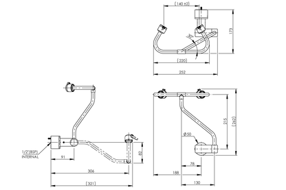 Eye Wash: Pull Down - Wall Mounted- Short Version