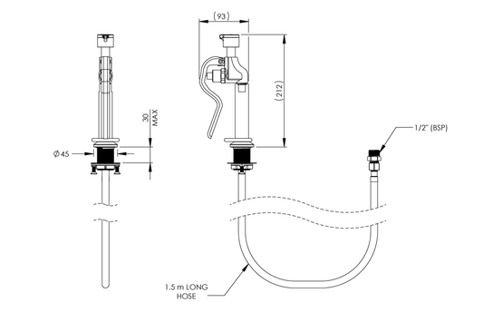 Bench Mounted Hand Held Drench Hose