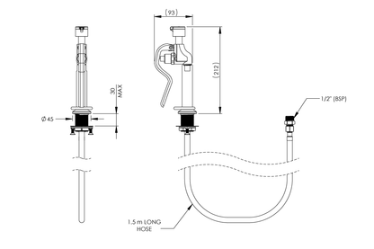 Bench Mounted Hand Held Drench Hose