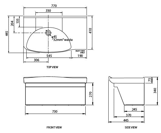 Lutana 770 Basin Mental Health Kit - Left Hand Bowl