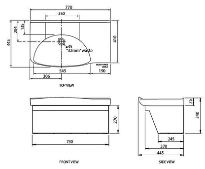 Lutana 770 Basin Mental Health Kit - Left Hand Bowl