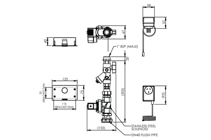 Touch-Activated Single Flush WC Flushing System - Duct Access - Mains