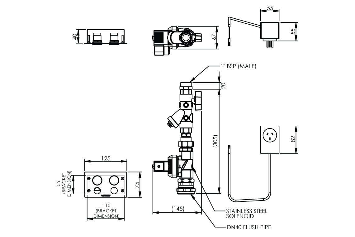 Touch-Activated Dual Flush WC Flushing System - Duct Access