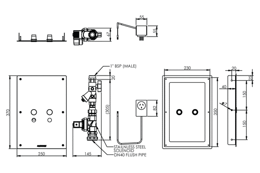 Touch-Activated Dual Flush WC Flushing System - Front Access