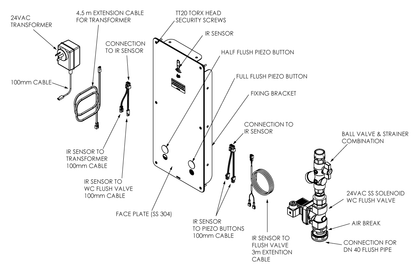 Sensor and Touch-Activated Dual Flush WC Flushing System - Front Access
