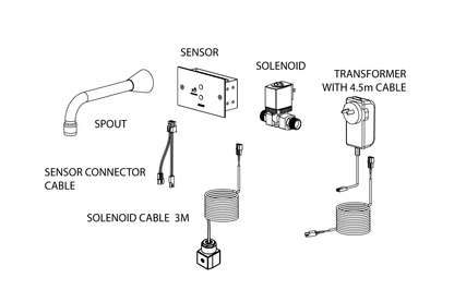 Wall Mounted Sensor Tap - Hands-Free On/Off Demand Sensor - 200mm Spout