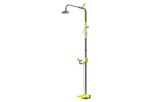 Emergency Stainless Steel Combination Shower: Hand/Foot Operated No-Bowl Eye Wash & ENBE090