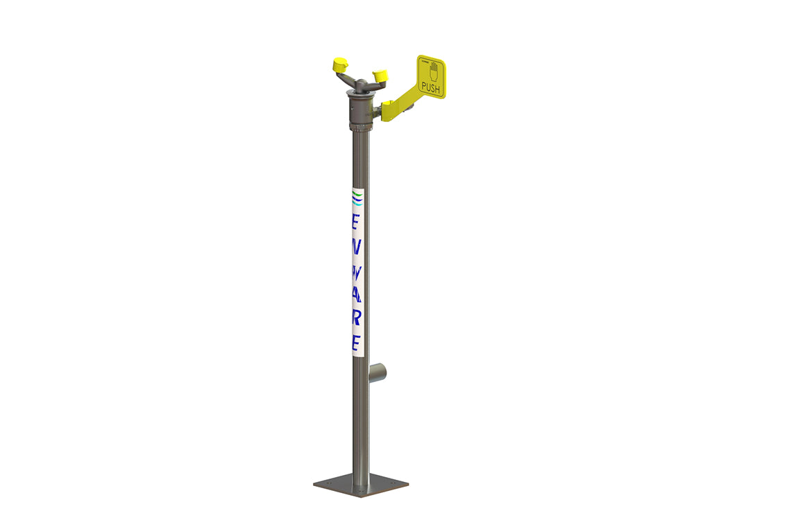 Emergency Eye Wash No-Bowl Pedestal Mounted Hand Operated