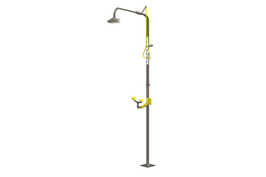 Emergency Stainless Steel Combination Shower: Hand Operated No-Bowl Eye/Face Wash & ENBE240