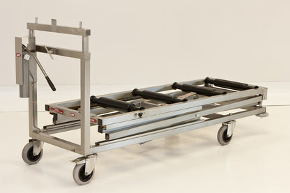 LEEC: Hydraulic Embalming Trolley - Battery - Extended Heavy Duty - 265kg - Weighing Device Attachment