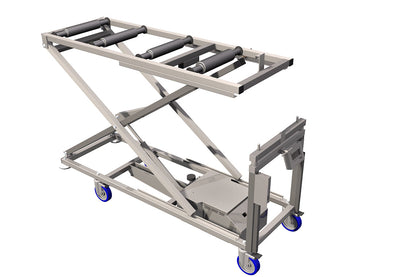 LEEC: Hydraulic Embalming Trolley - Battery - Extended Heavy Duty - 265kg - Weighing Device Attachment