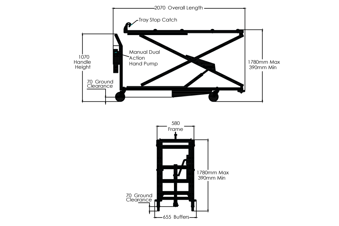 LEEC: Hydraulic Stacking Trolley Base Unit