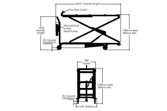 LEEC: Hydraulic Stacking Trolley Base Unit