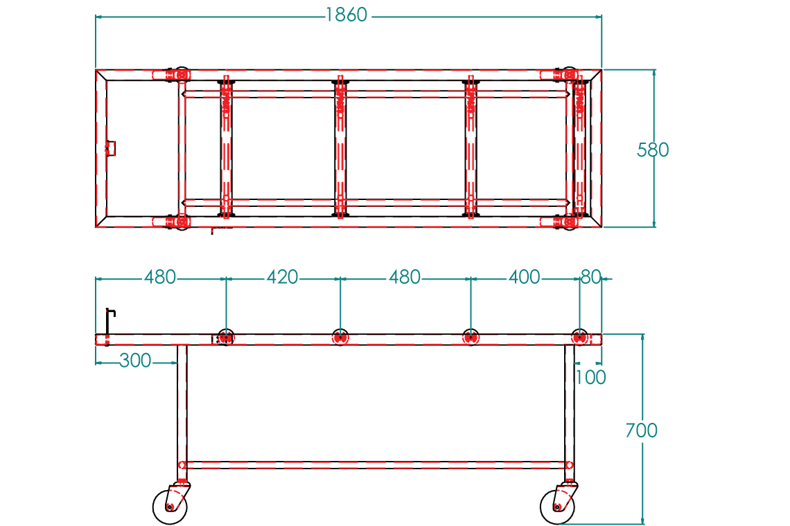 LEEC: Viewing Trolley - 180kg (SS/Powdercoat)