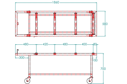 LEEC: Viewing Trolley - 180kg (SS/Powdercoat)