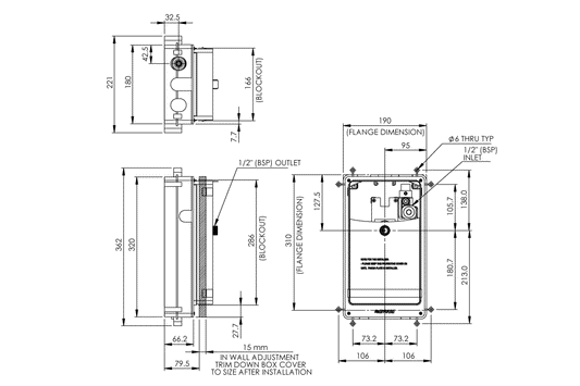 Touch-Free Wall Sensor Tap: In-Wall Component - Battery Operated