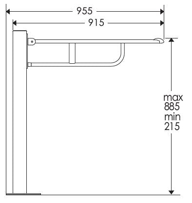 Pressalit Care: Free Standing Toilet Support Arm - Adjustable Height