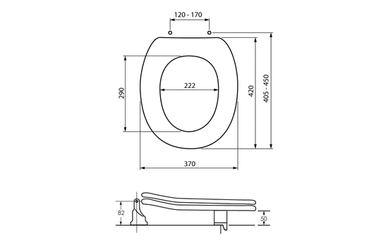 Pressalit Care: Dania 50mm Raised Toilet Seat - Double Flap - White