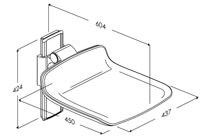 Pressalit Care: PLUS - 450 Shower Seat - Manually Height Adjustable - Anthracite Grey