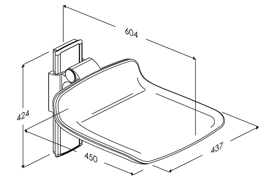 Pressalit Care: PLUS - 450 Shower Seat - Manually Height Adjustable - Anthracite Grey