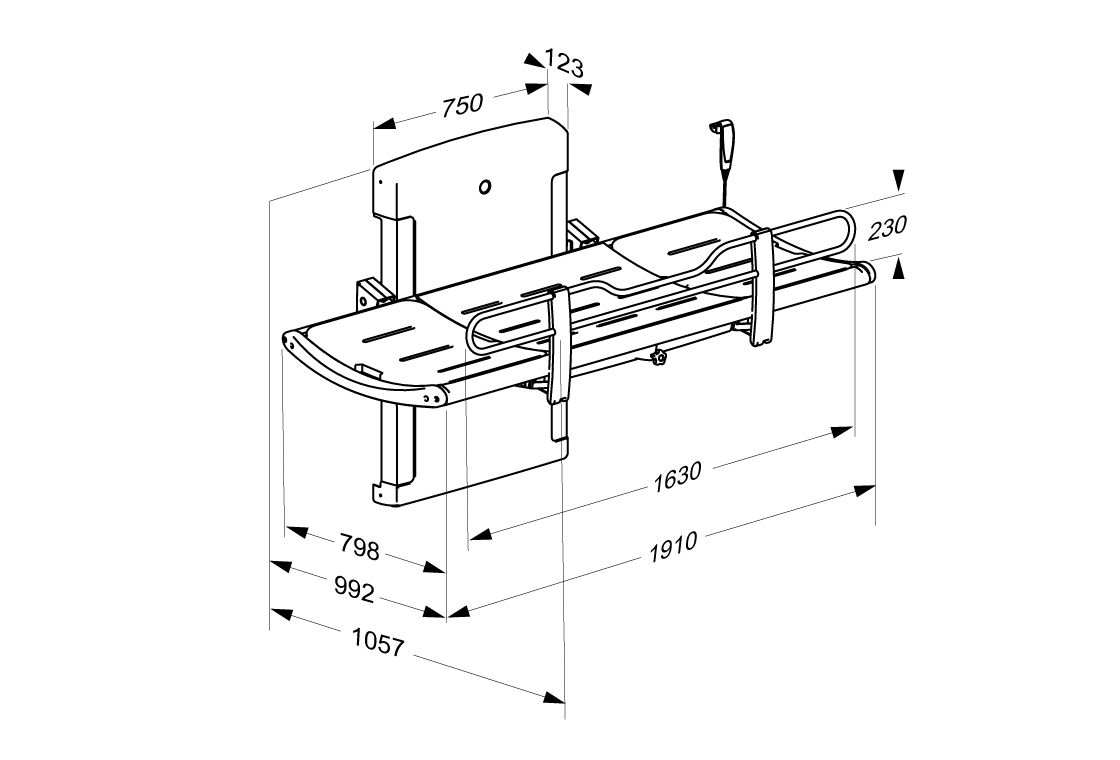 Pressalit Care: Nursing Bench - Adjustable Height - 1800mm