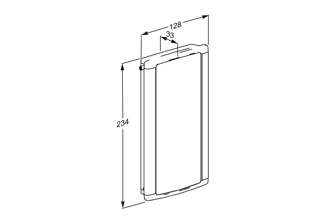 Pressalit Care: PLUS - 210mm Grooved Vertical Wall Track - Grey