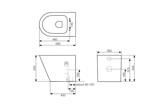 Wall Faced Toilet Pan - Floor Mount