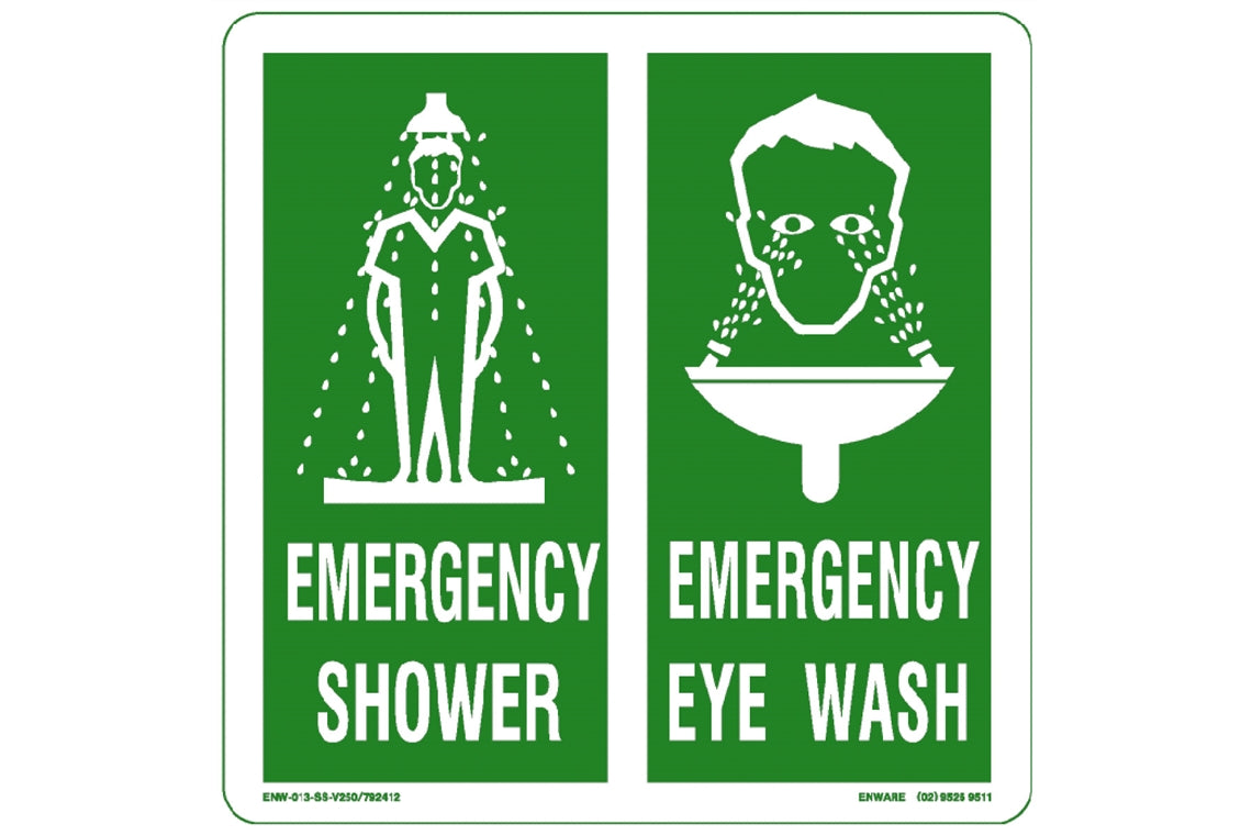 Emergency Shower/Eye Wash Sign 250×250mm - Metal