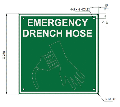 Emergency Drench Hose Sign 250x250mm - Poly