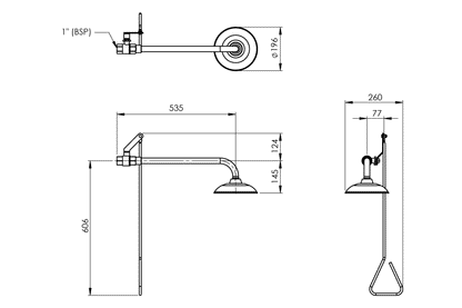Emergency Wall Mounted Hand Operated Deluge Shower -