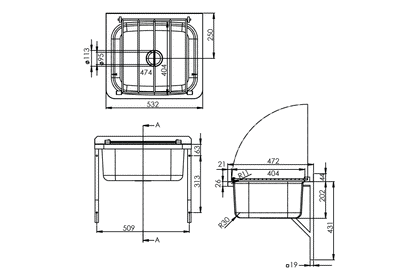 Stainless Steel Cleaners Sink with Grate