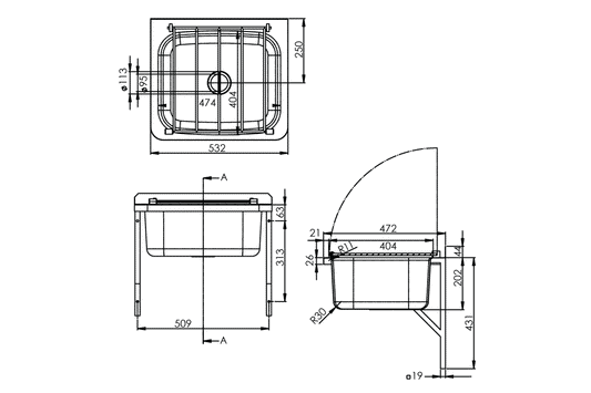 Stainless Steel Cleaners Sink with Grate