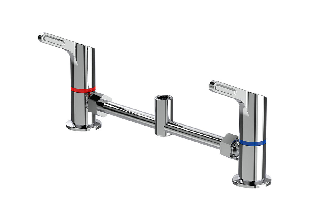 Mixer Bottom Key Hob Mounted Adjustable Exposed Mixer Base 350mm Centres with 80mm Lever ...