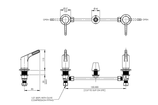 Hob Mounted - Concealed Mixer Base  -  Concealed