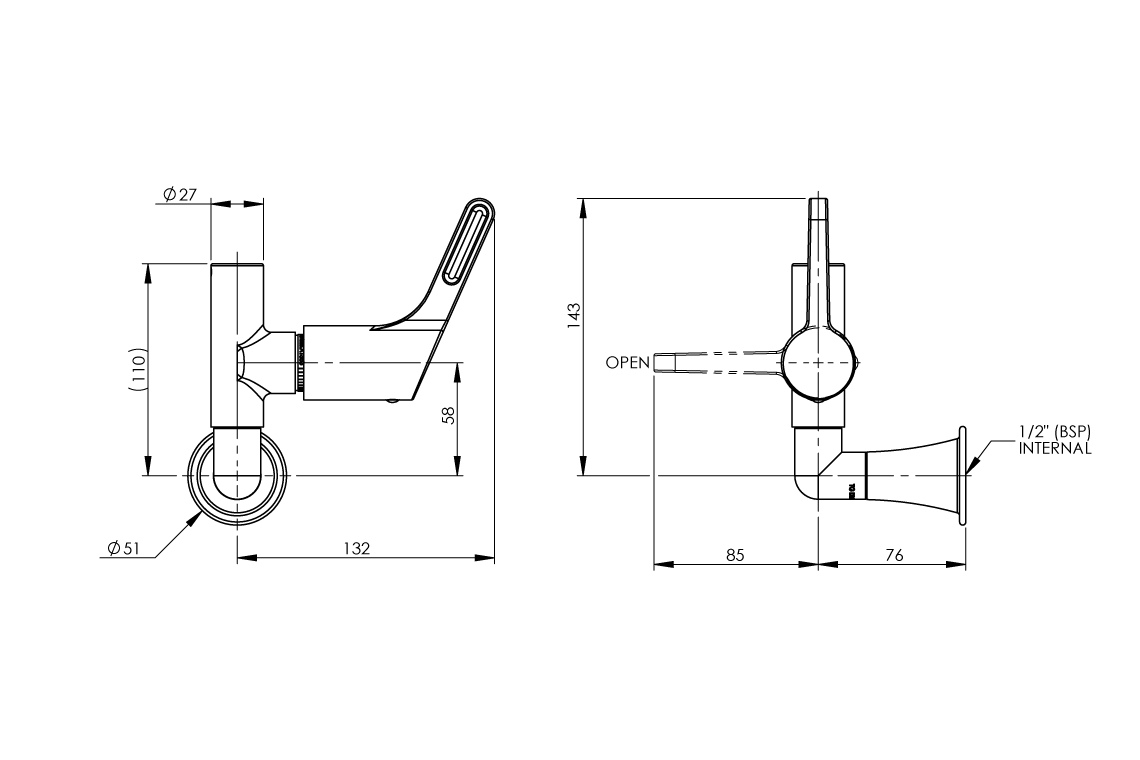 Wall Mounted Pre-Mix Single Base