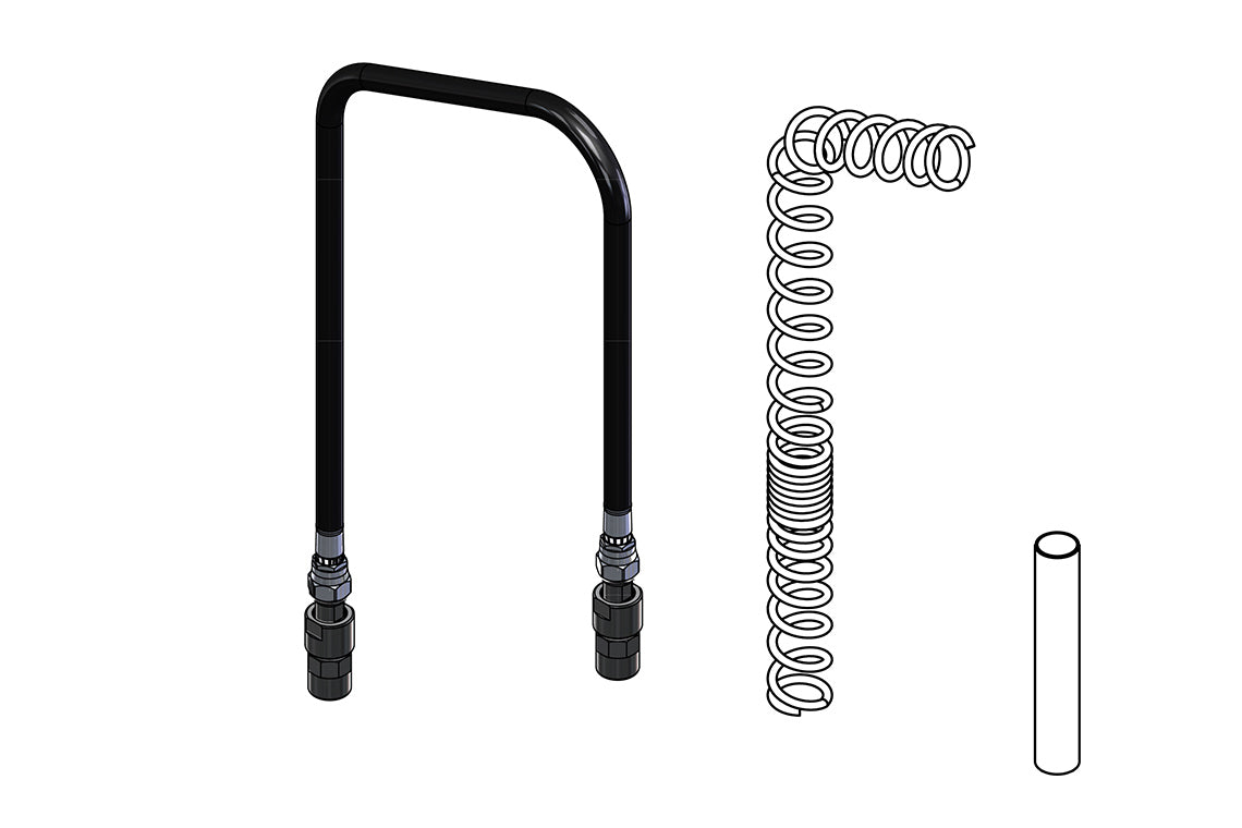 Hose Kit 15mm 1/2" BSP FI Teflon - 1000mm with Spring and Sleeve