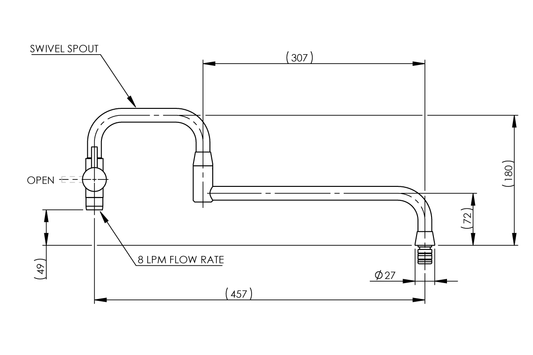 Extendable Pot Filling Spout with Stop Valve Outlet and Aerator