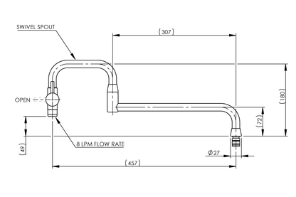 Extendable Pot Filling Spout with Stop Valve Outlet and Aerator