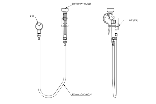 Wash Down 1 Metre Hose and Trigger Spray with Wall Bracket