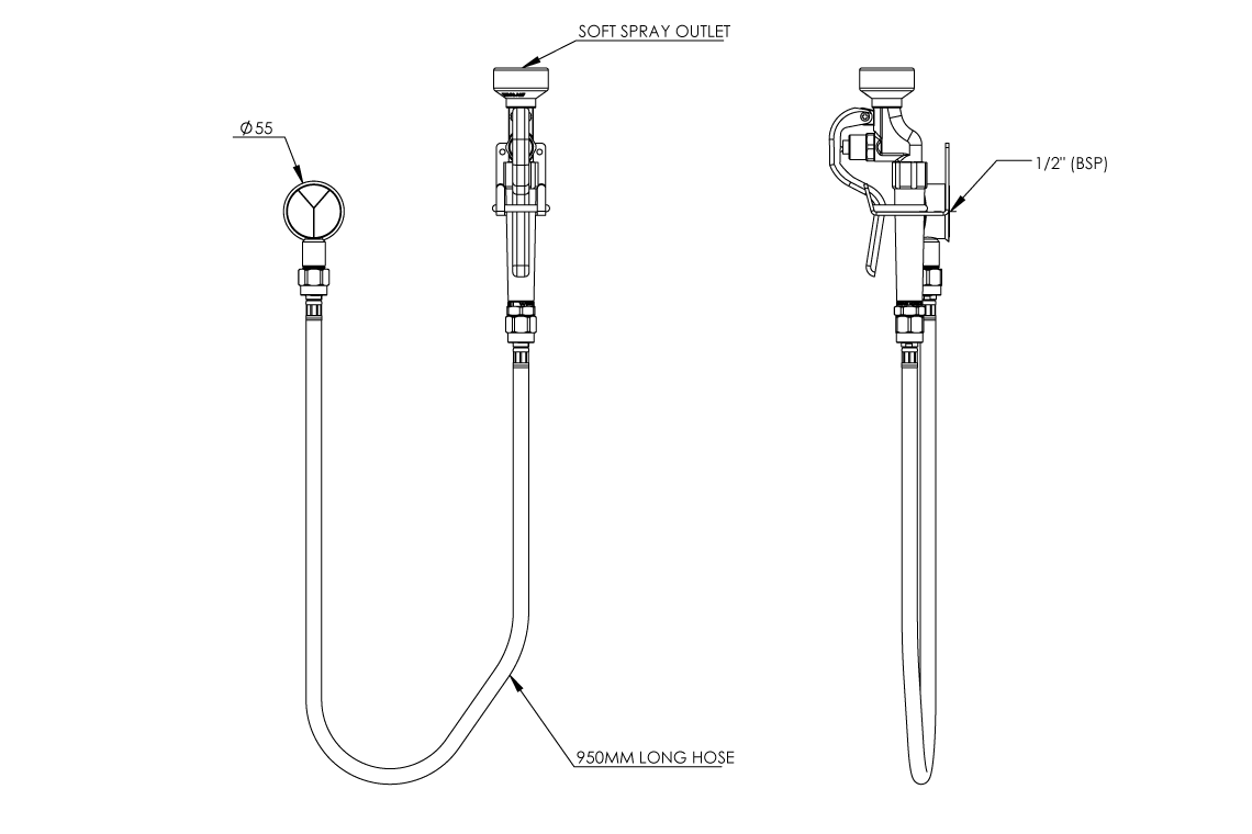 Wash Down 1 Metre Hose and Trigger Spray with Wall Bracket