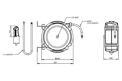 Hot/Cold Water Wash Down Hose Reel with Trigger Spray