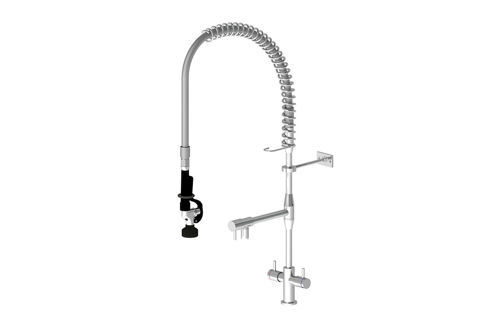 Hob Mounted: Pre-Rinse Unit - Spring Return - Dual Mixer Assembly - Po ...